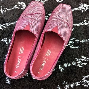 Toms sparkly striped glitter flats 7W EUC